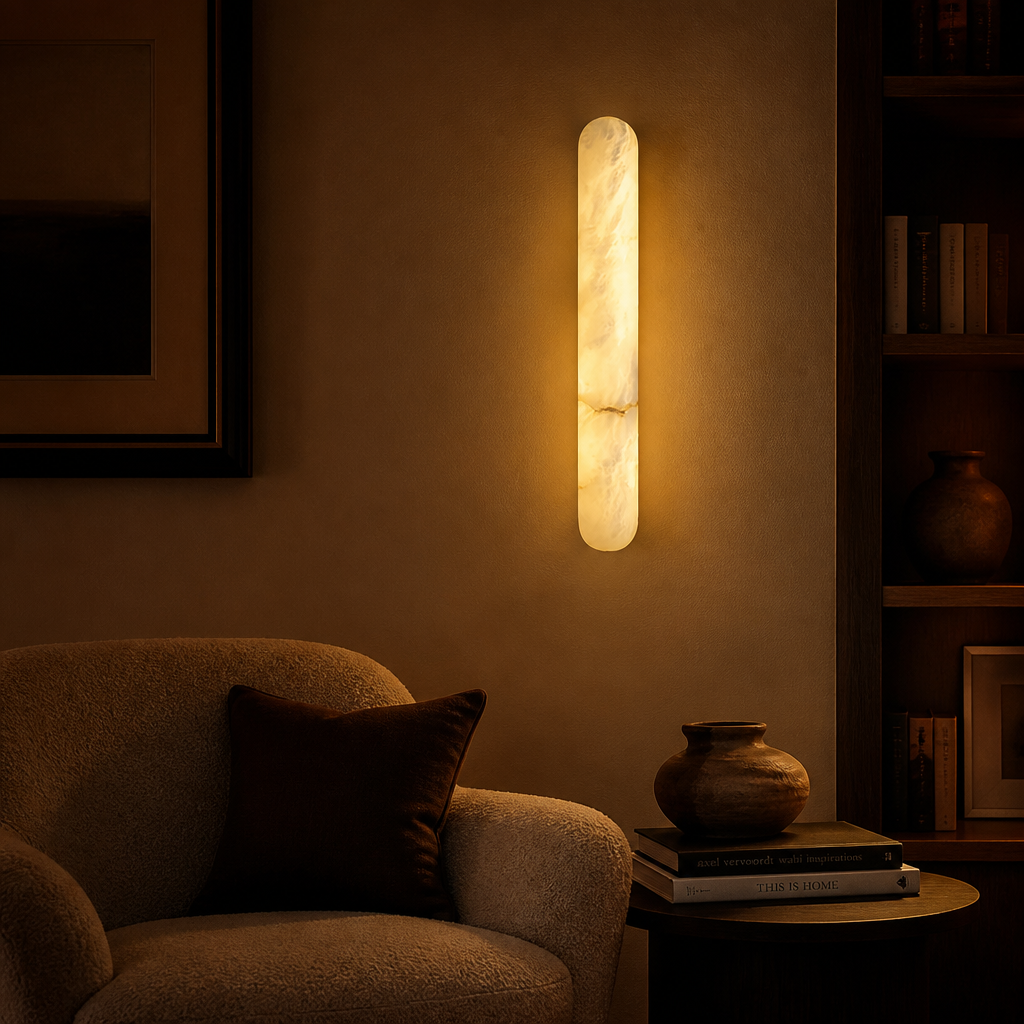 Minimalist Marble LED Long Oval Wall Sconce