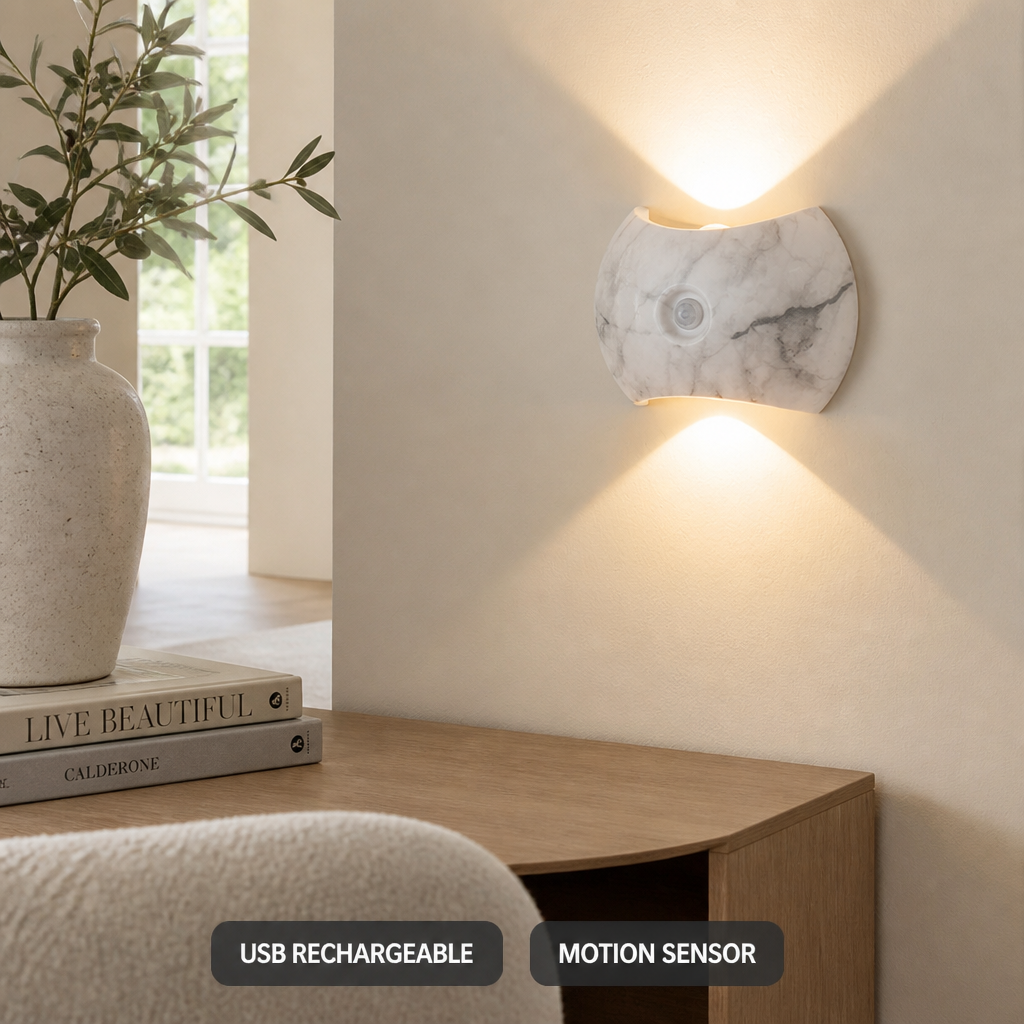 Minimalist Marble LED Magnetic Mount Wall Sconce