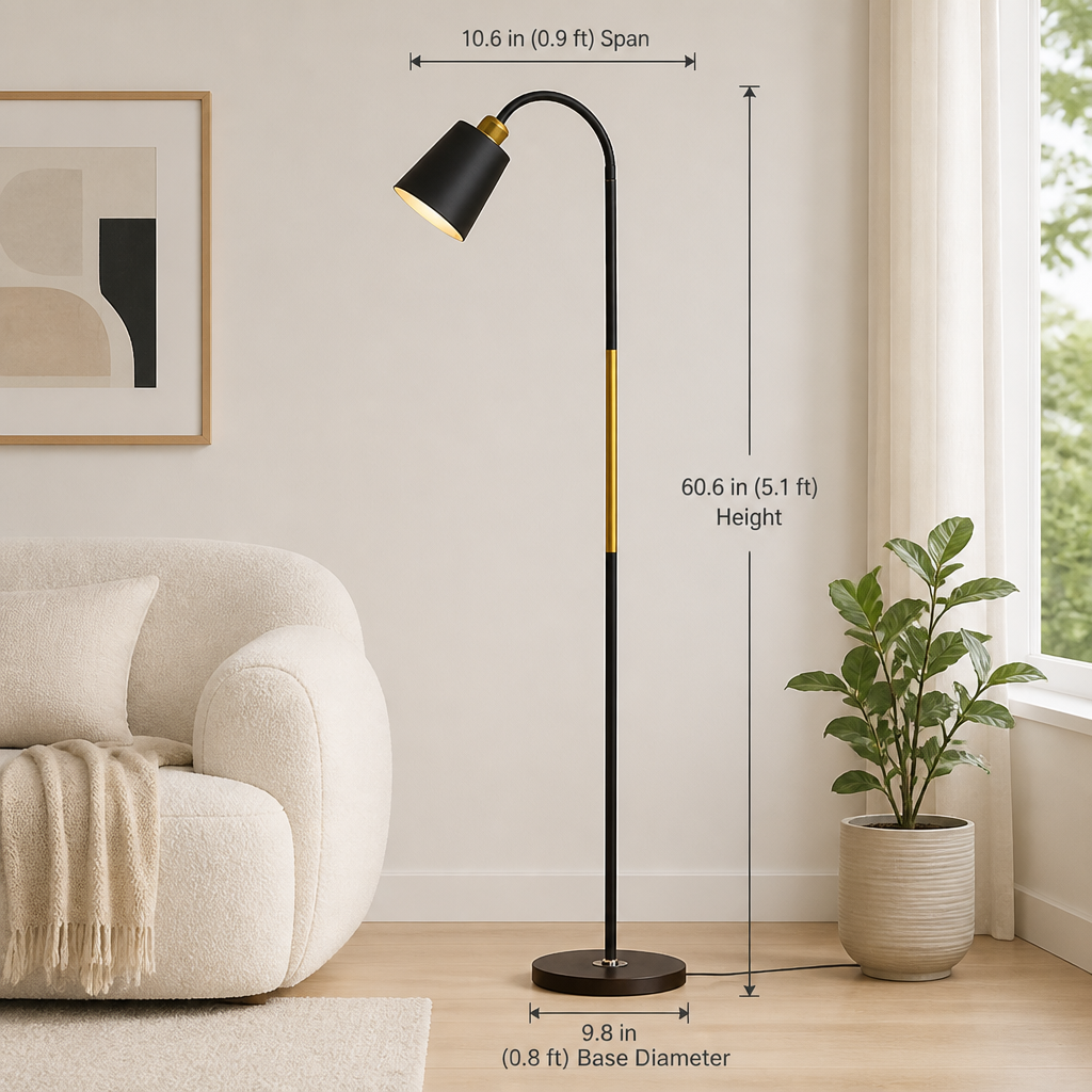 Minimalist Metal Adjustable Arm Floor Lamp