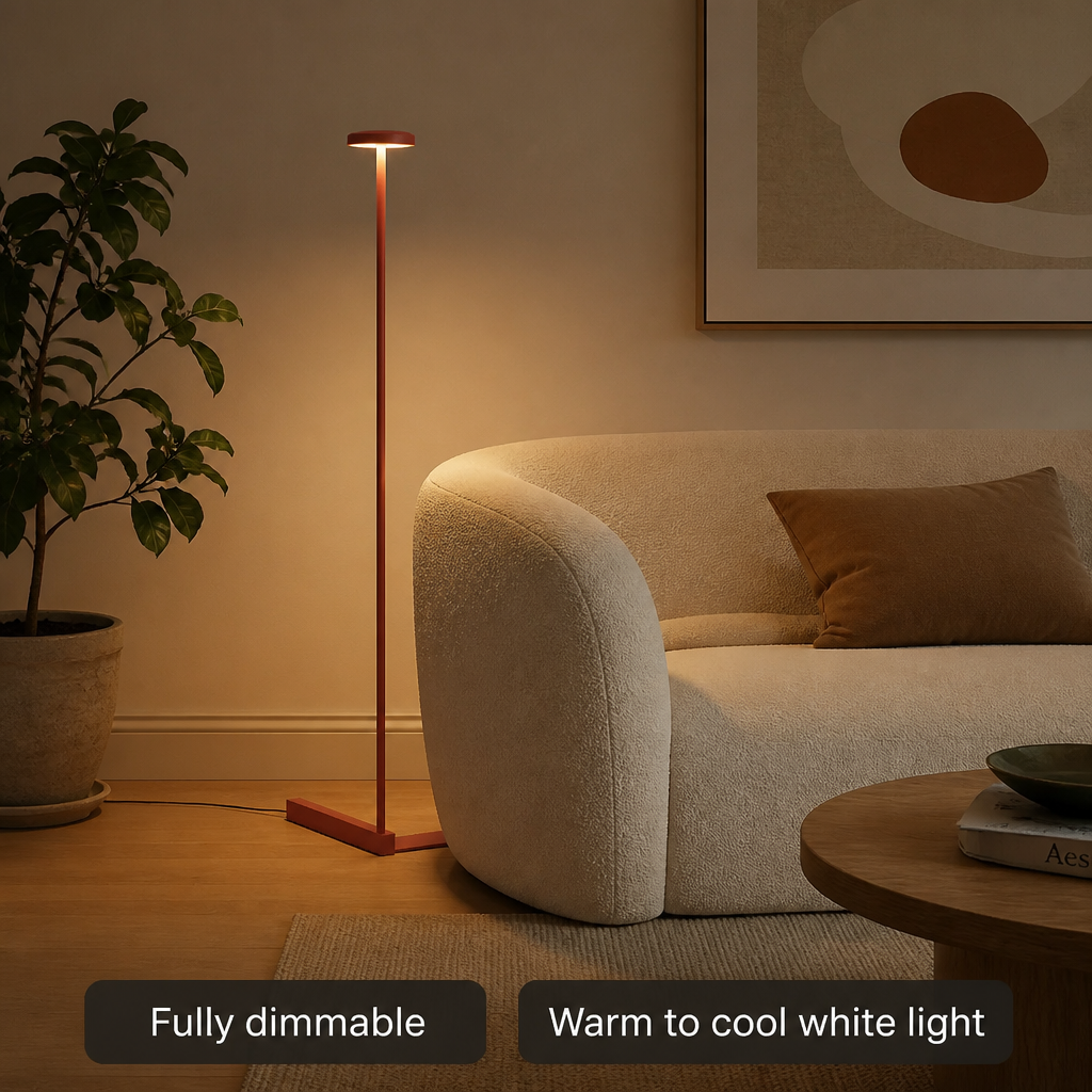 Minimalist Metal & Fabric LED Floor Lamp