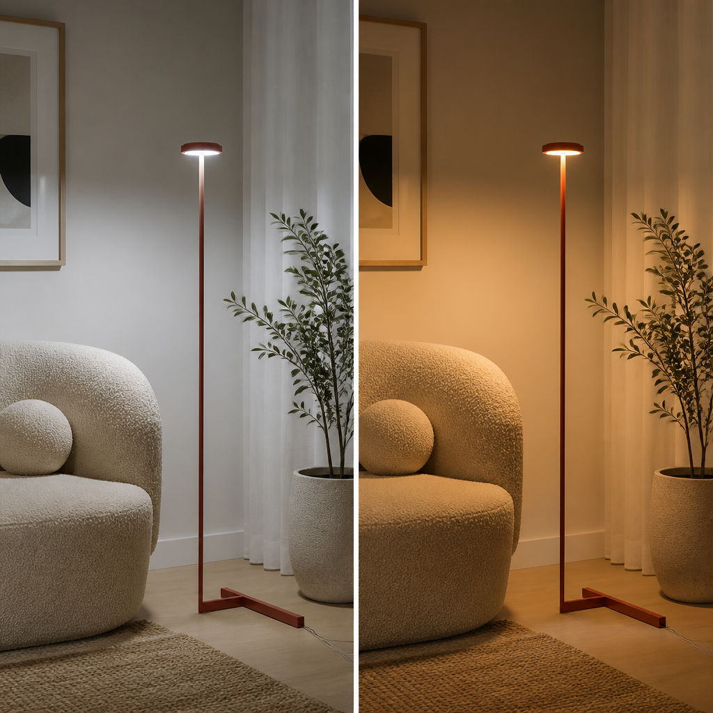Minimalist Metal & Fabric LED Floor Lamp