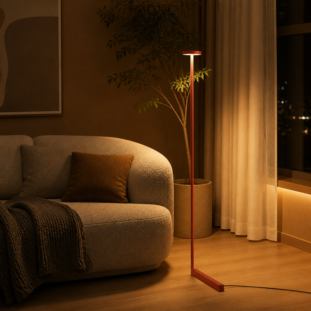 Minimalist Metal & Fabric LED Floor Lamp