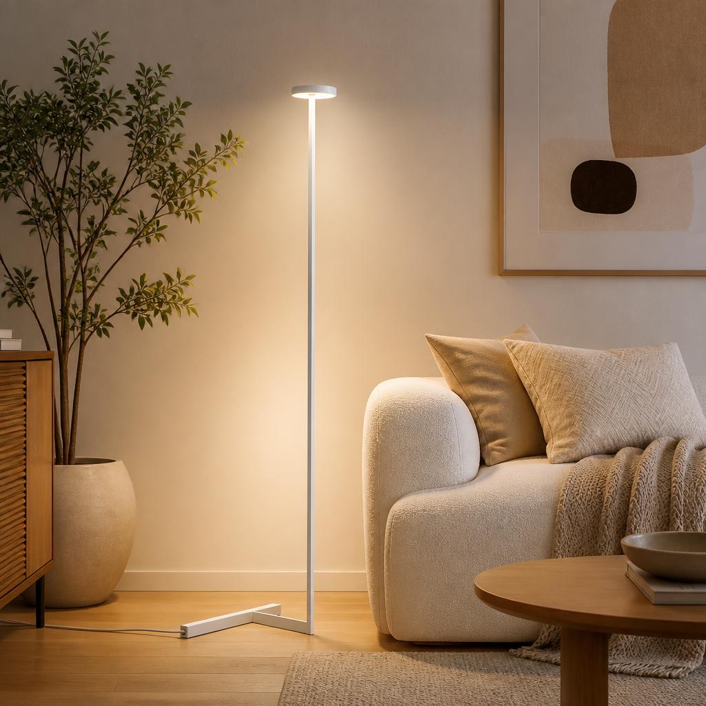 Minimalist Metal & Fabric LED Floor Lamp