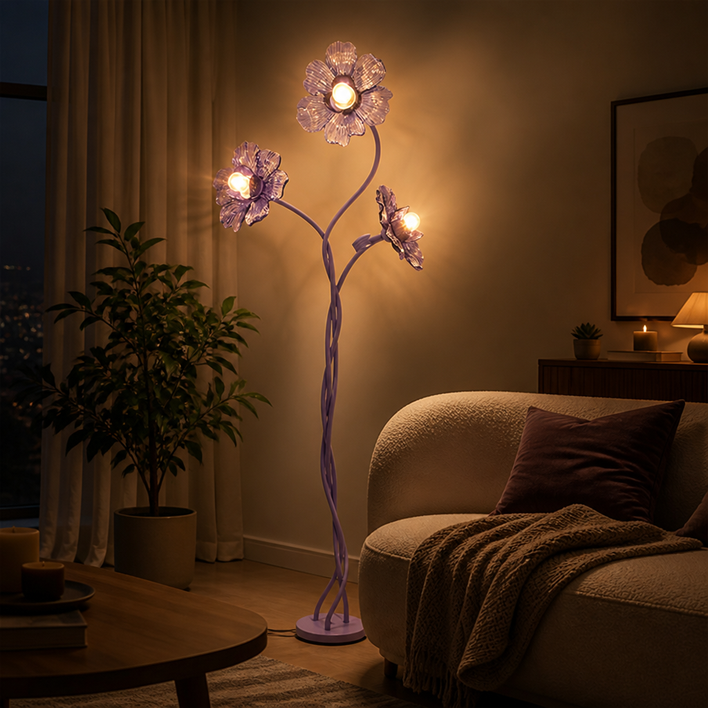 Minimalist Metal Flower-Shaped Floor Lamp