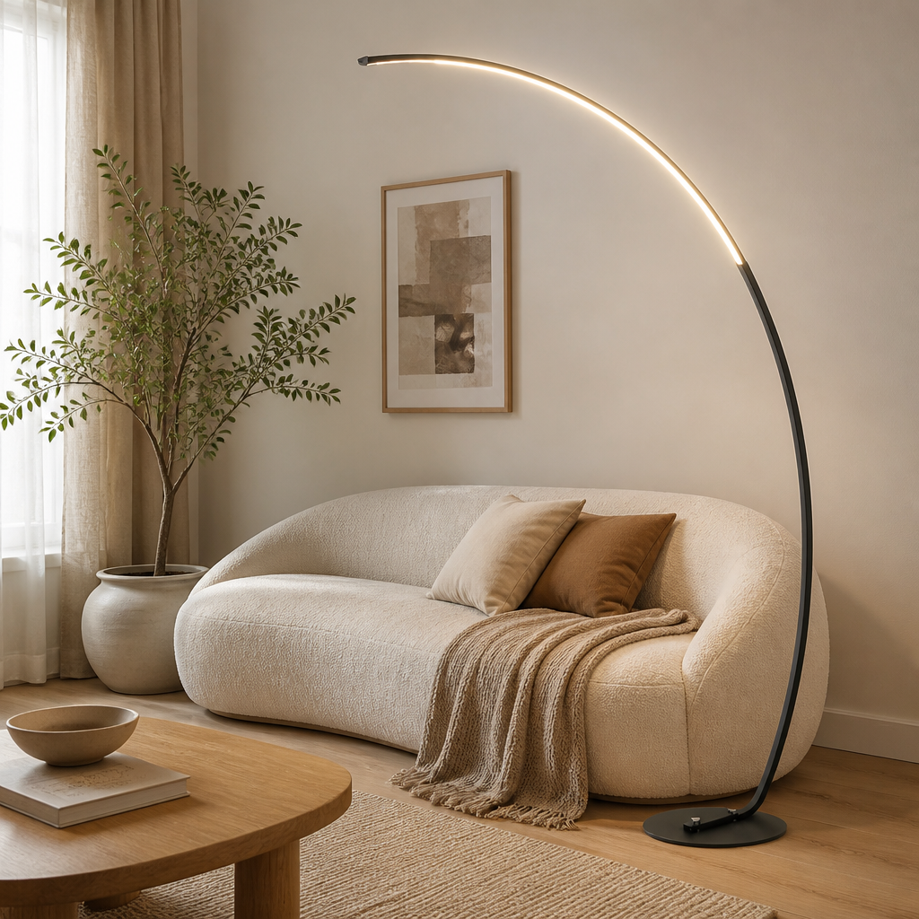 Minimalist Metal LED Arc Floor Lamp