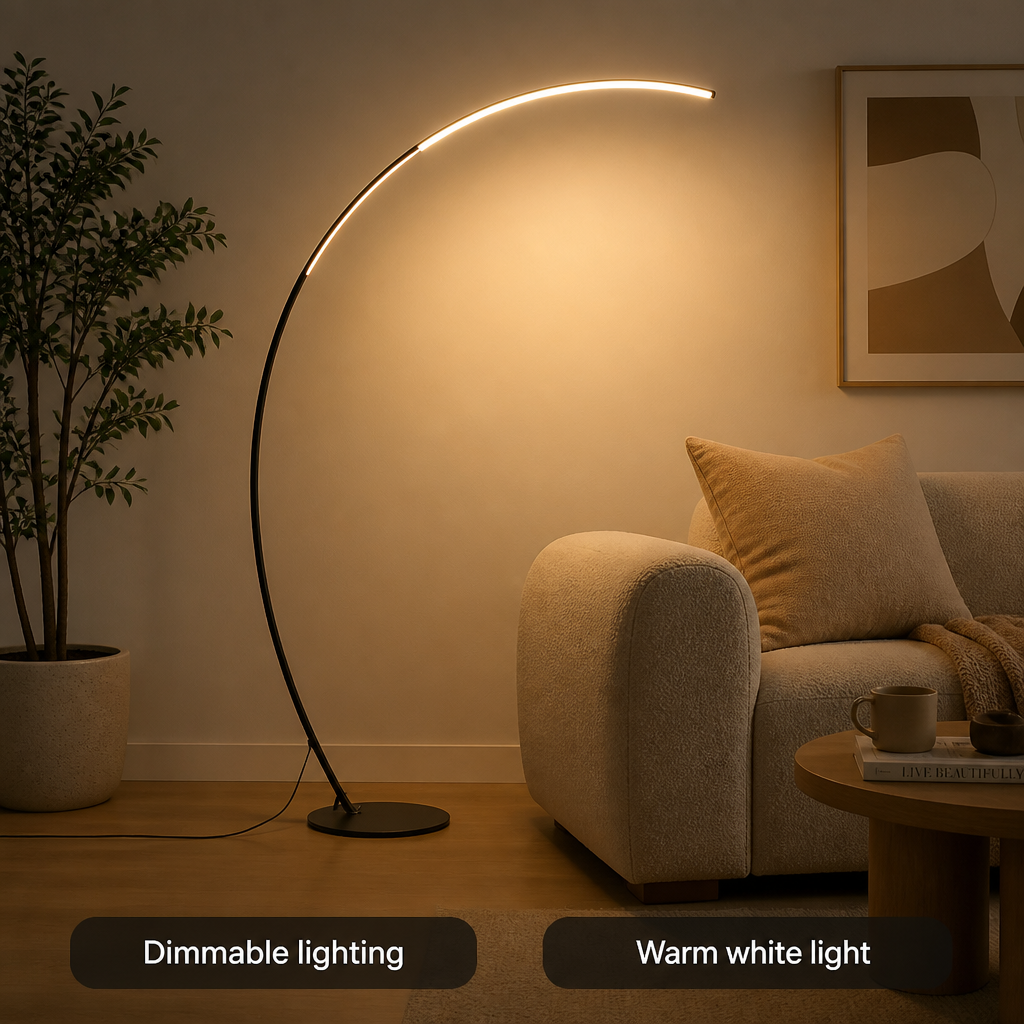 Minimalist Metal LED Arc Floor Lamp