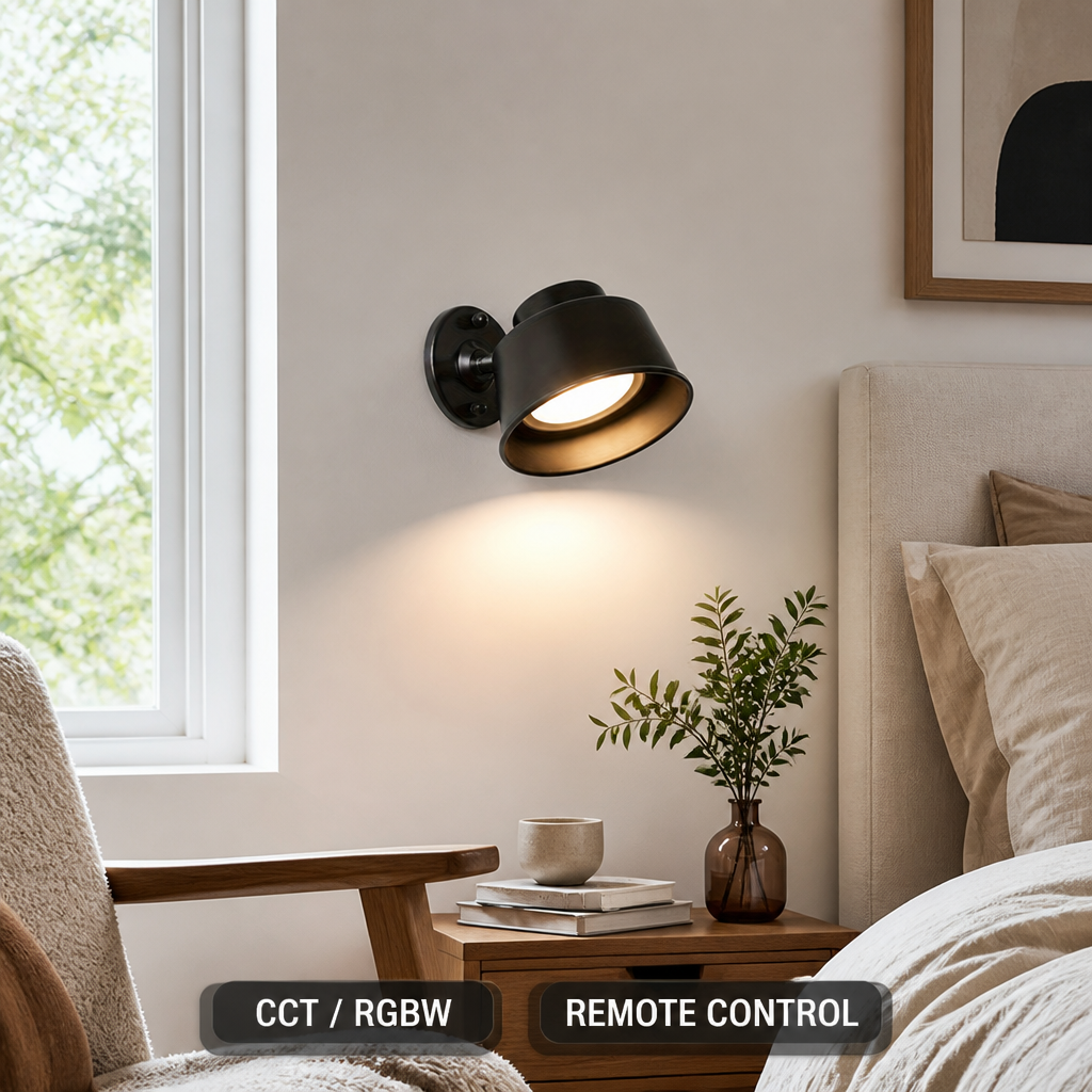 Minimalist Metal LED Remote Control Wall Sconce