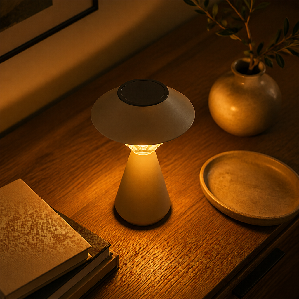 Minimalist Stainless Steel LED Solar Table Lamp