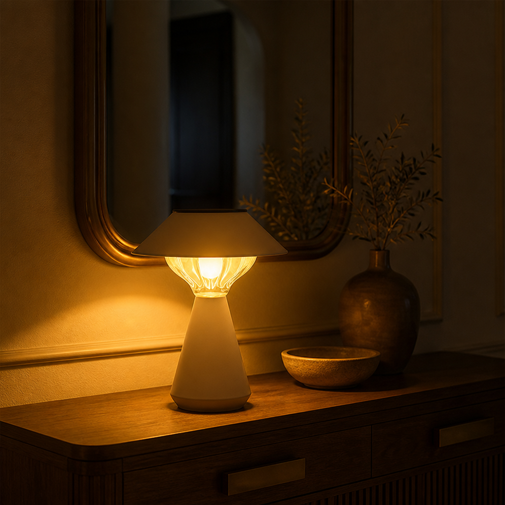 Minimalist Stainless Steel LED Solar Table Lamp