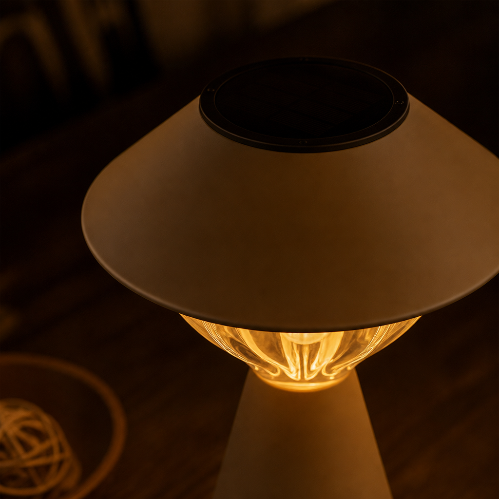 Minimalist Stainless Steel LED Solar Table Lamp