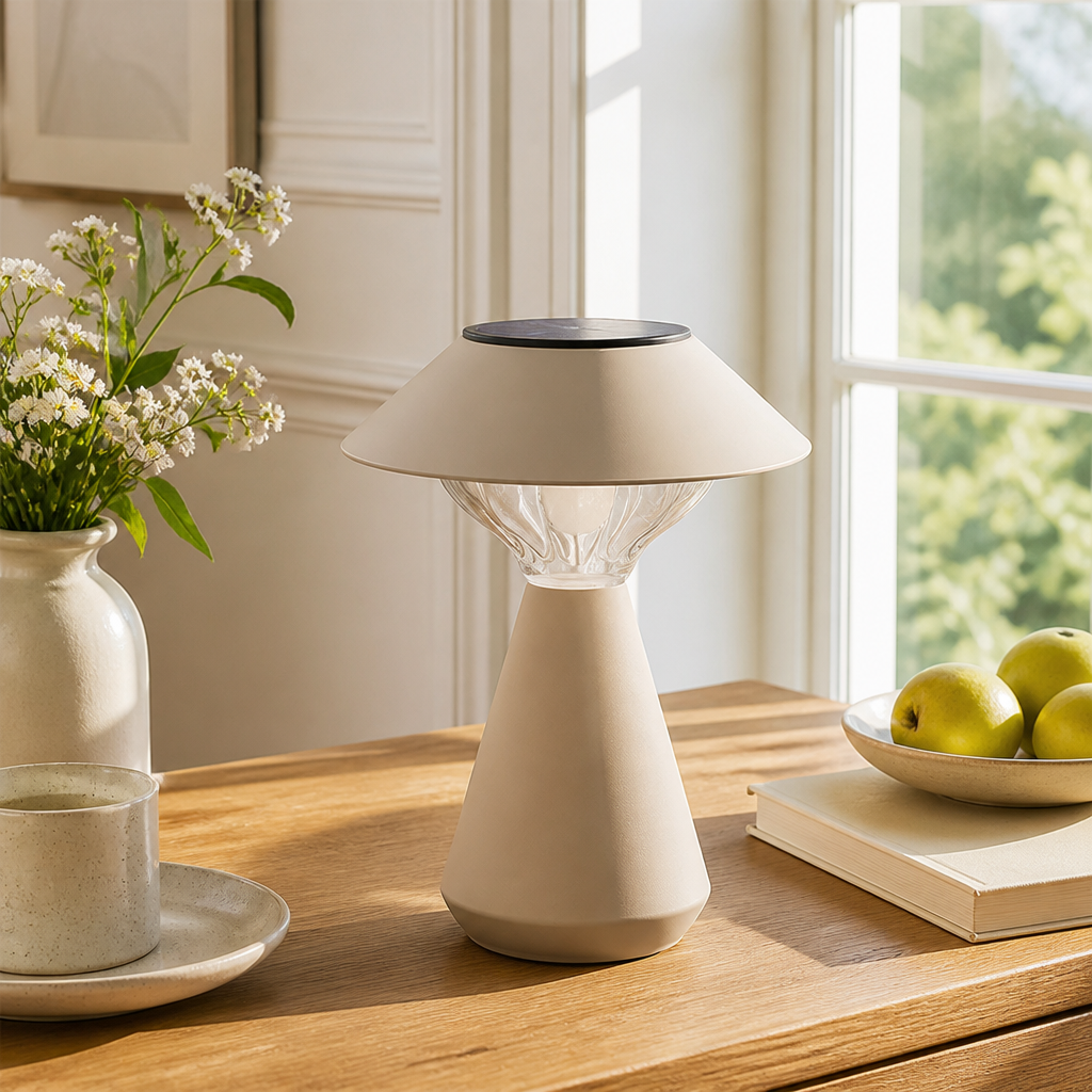 Minimalist Stainless Steel LED Solar Table Lamp