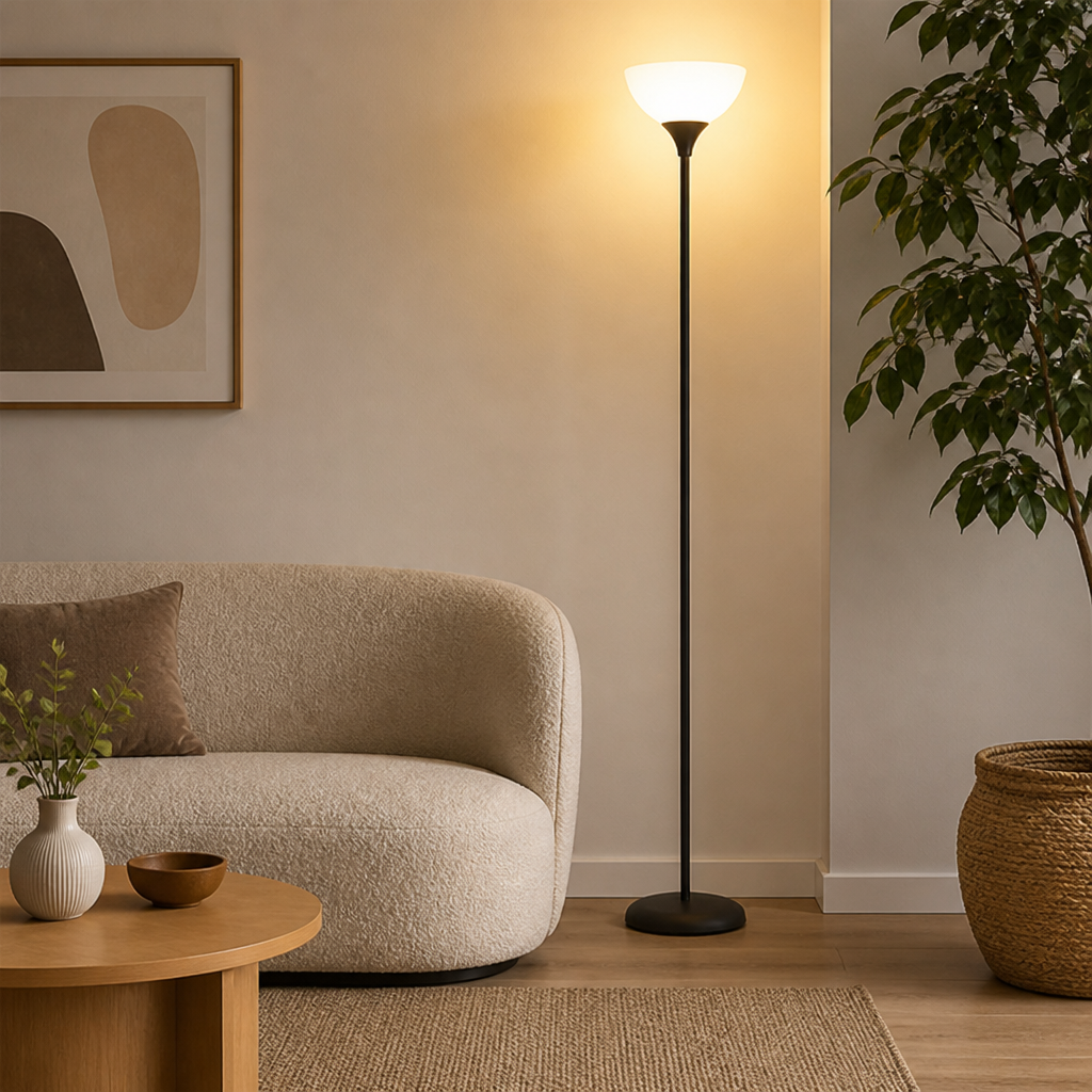 Minimalist Titanium Opal Globe Floor Lamp