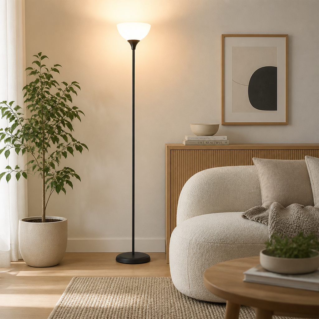 Minimalist Titanium Opal Globe Floor Lamp