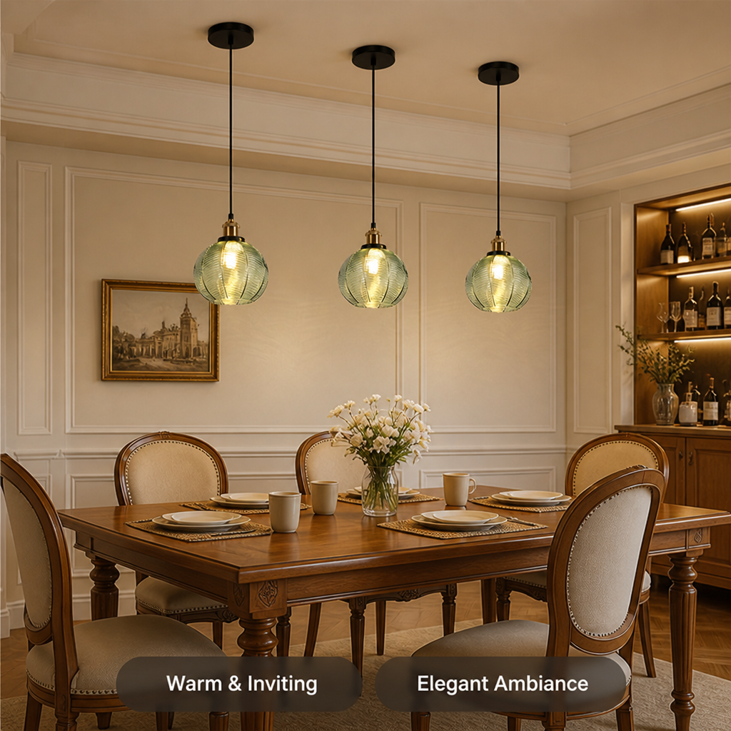 Minimalist Water-Pattern Glass Wire Frame Pendant Light