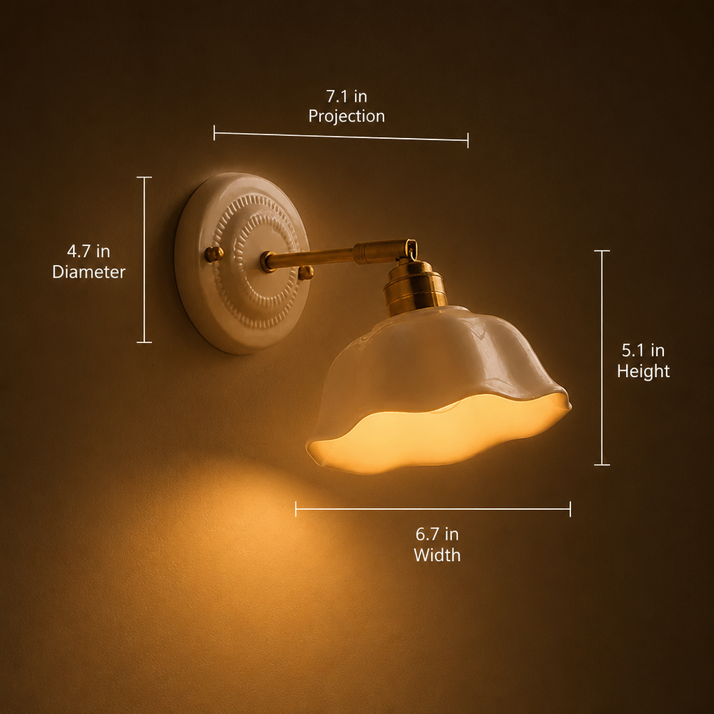 Minimalist White Ceramic LED Floral Wall Sconce