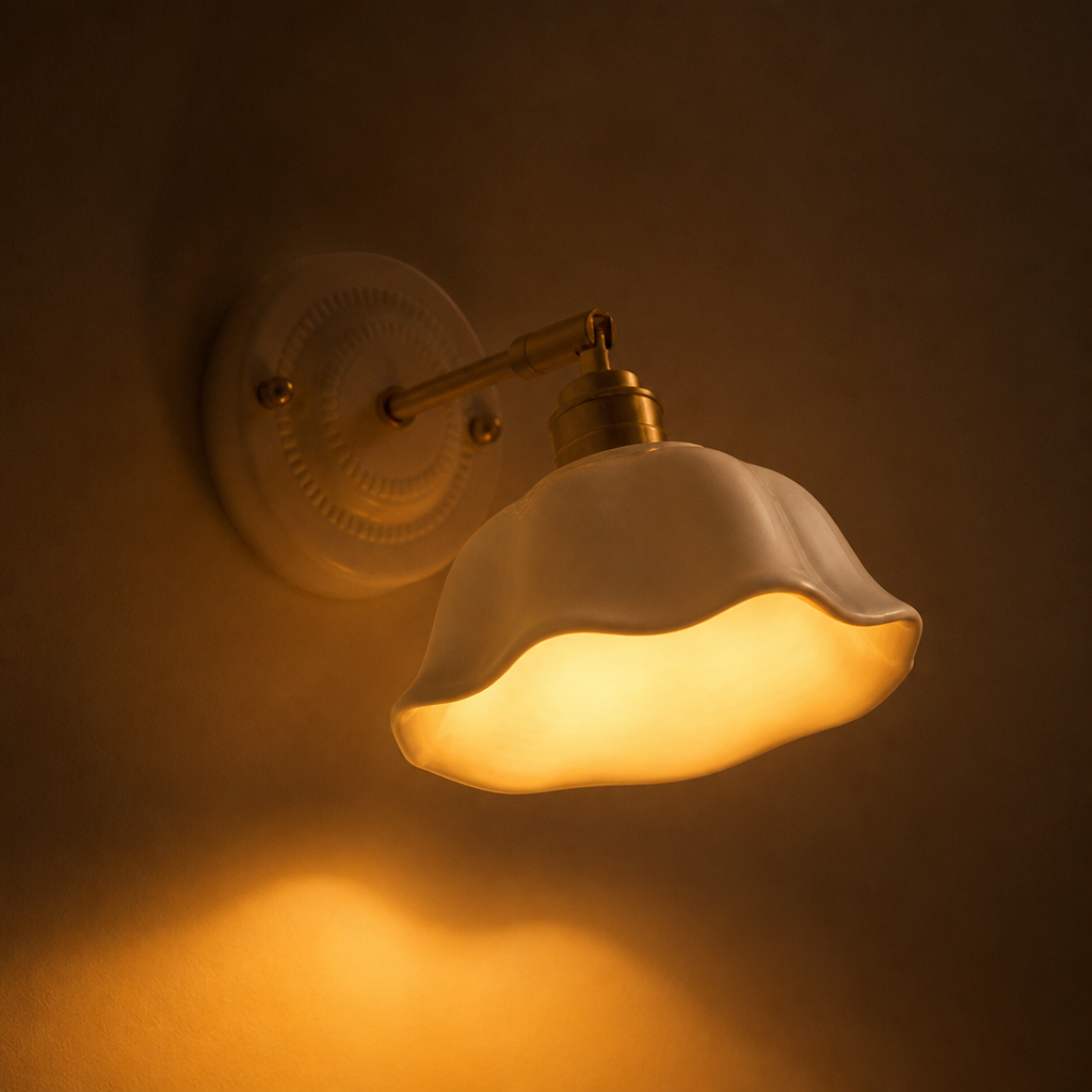 Minimalist White Ceramic LED Floral Wall Sconce