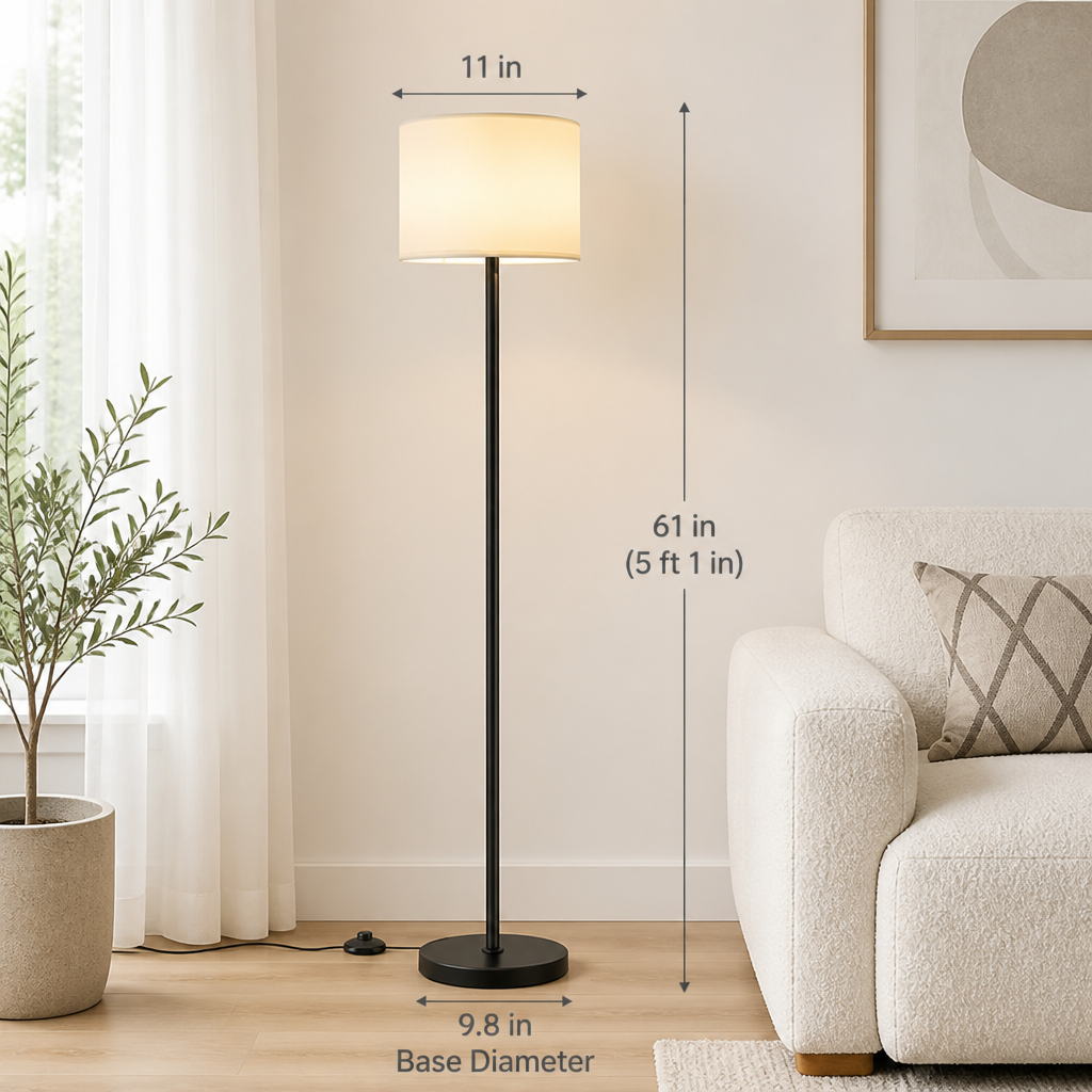 Minimalist White Fabric Floor Lamp