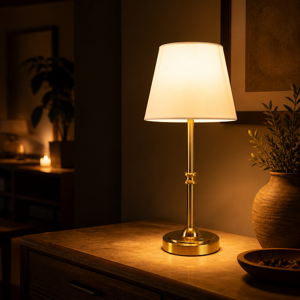 Minimalist White Fabric Touch Dimmer Desk Lamp