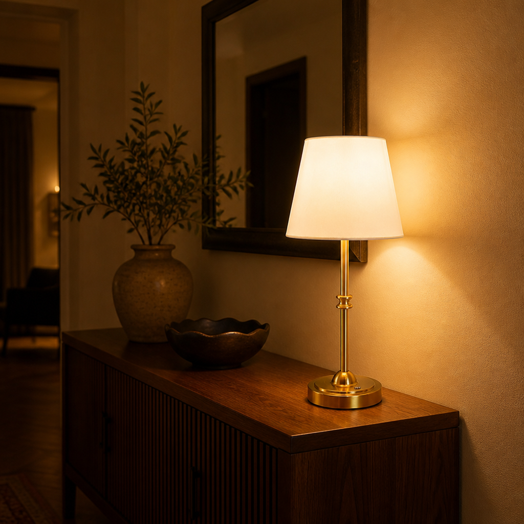 Minimalist White Fabric Touch Dimmer Desk Lamp