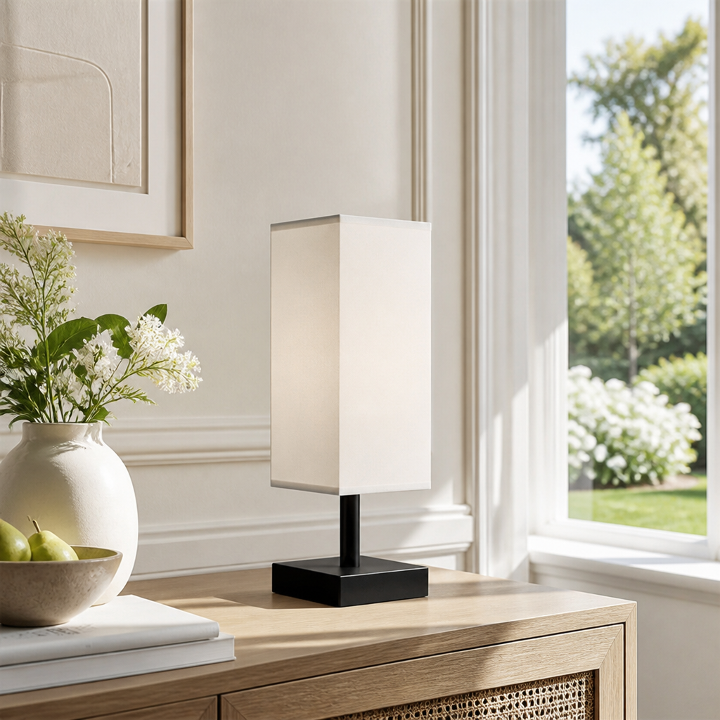 Minimalist White Metal Table Lamp
