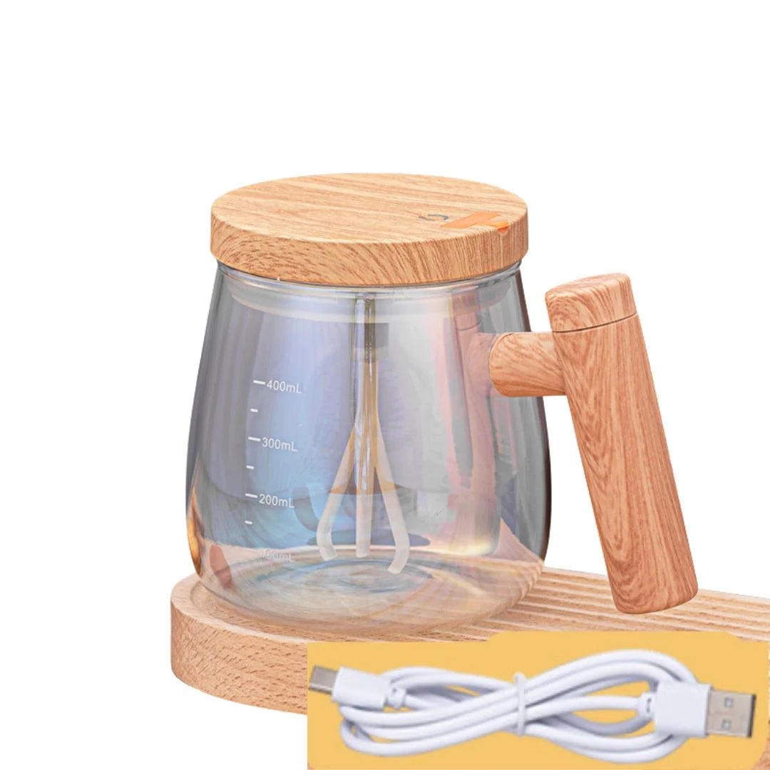 Mixer Mug Maple Wood Rechargeable USB 400ml