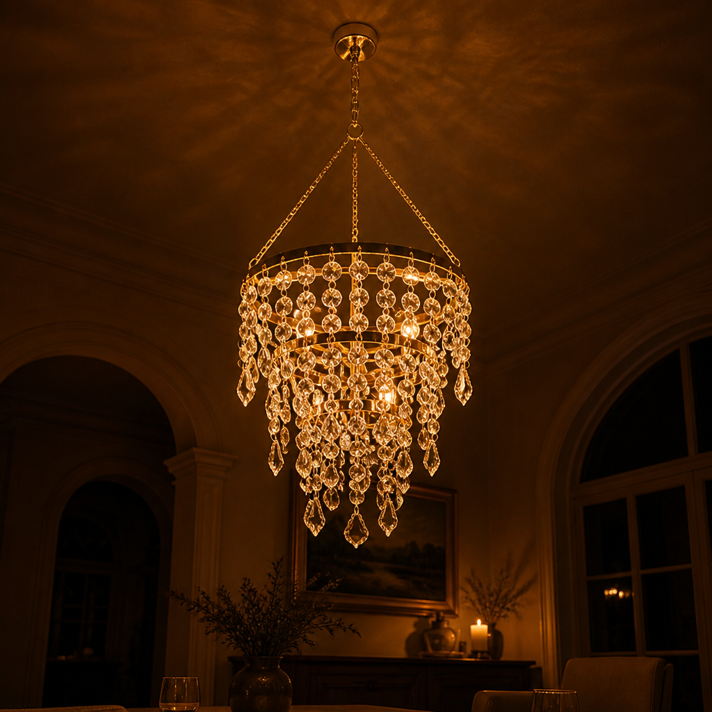 Modern Acrylic LED Three-Layer Beaded Pendant Light