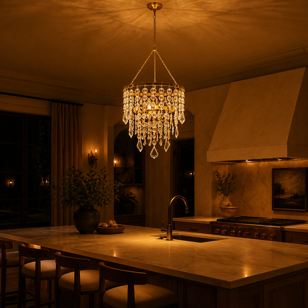 Modern Acrylic LED Three-Layer Beaded Pendant Light