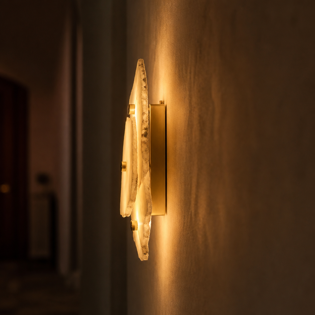 Modern Alabaster & Copper Wall Sconce