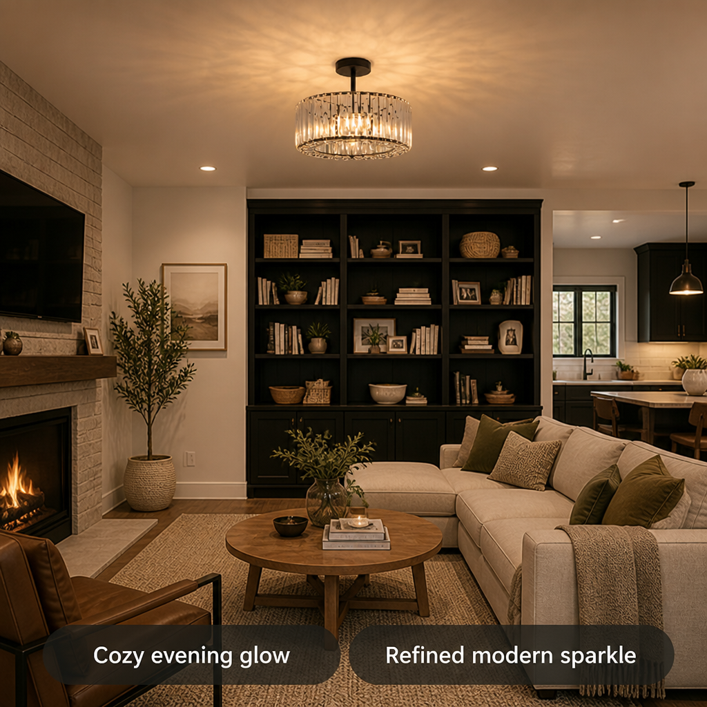 Modern Black Crystal Ceiling Light