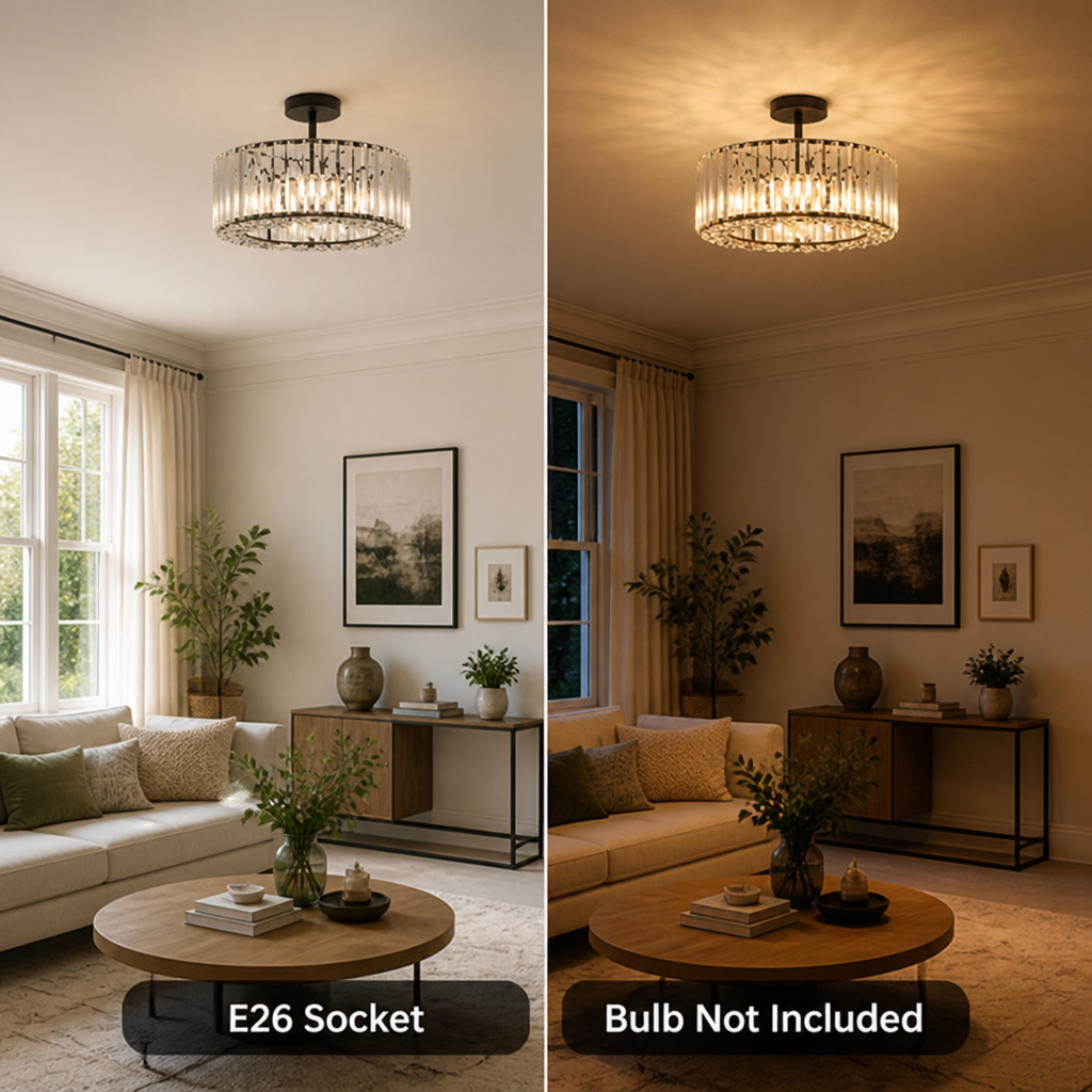 Modern Black Crystal Ceiling Light