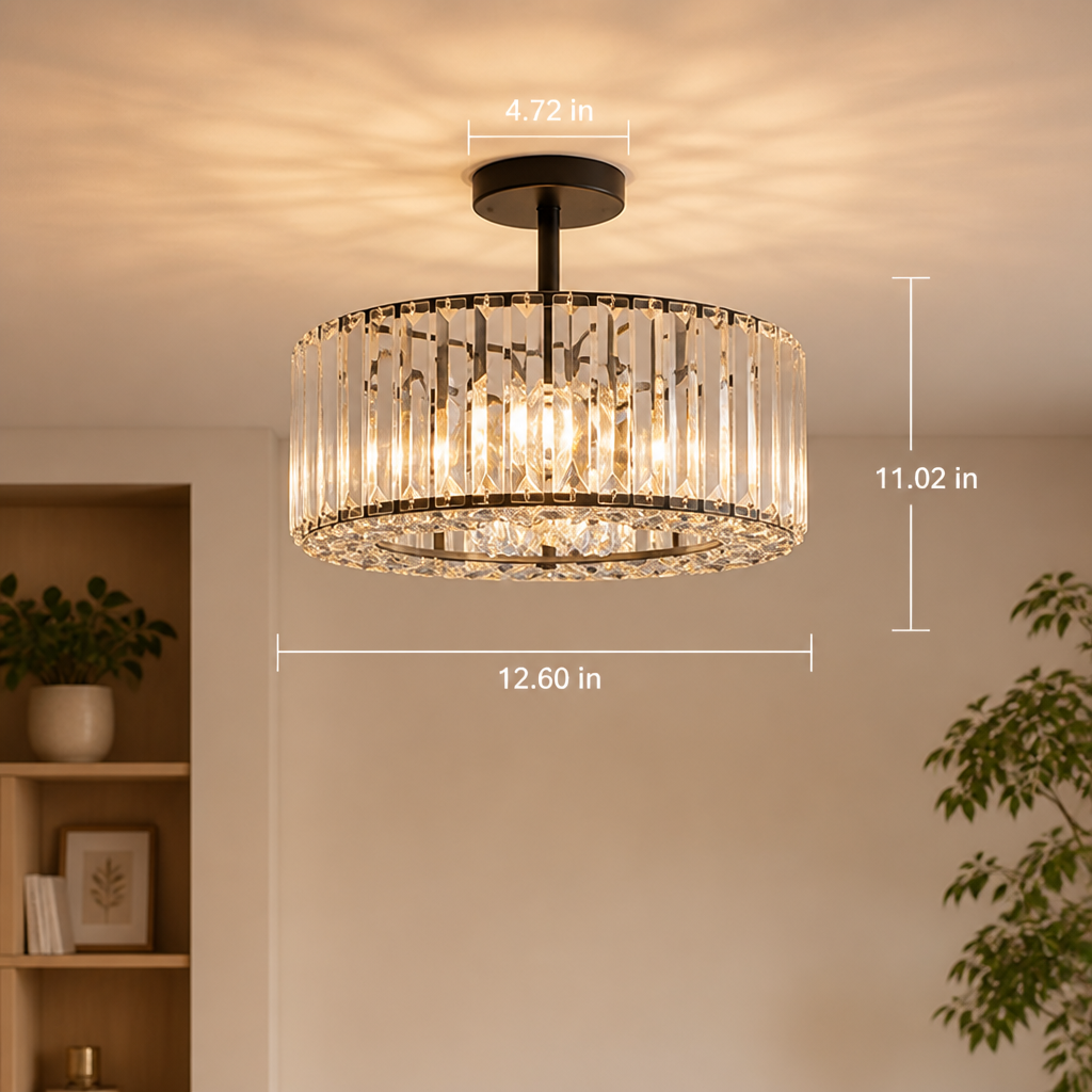 Modern Black Crystal Ceiling Light