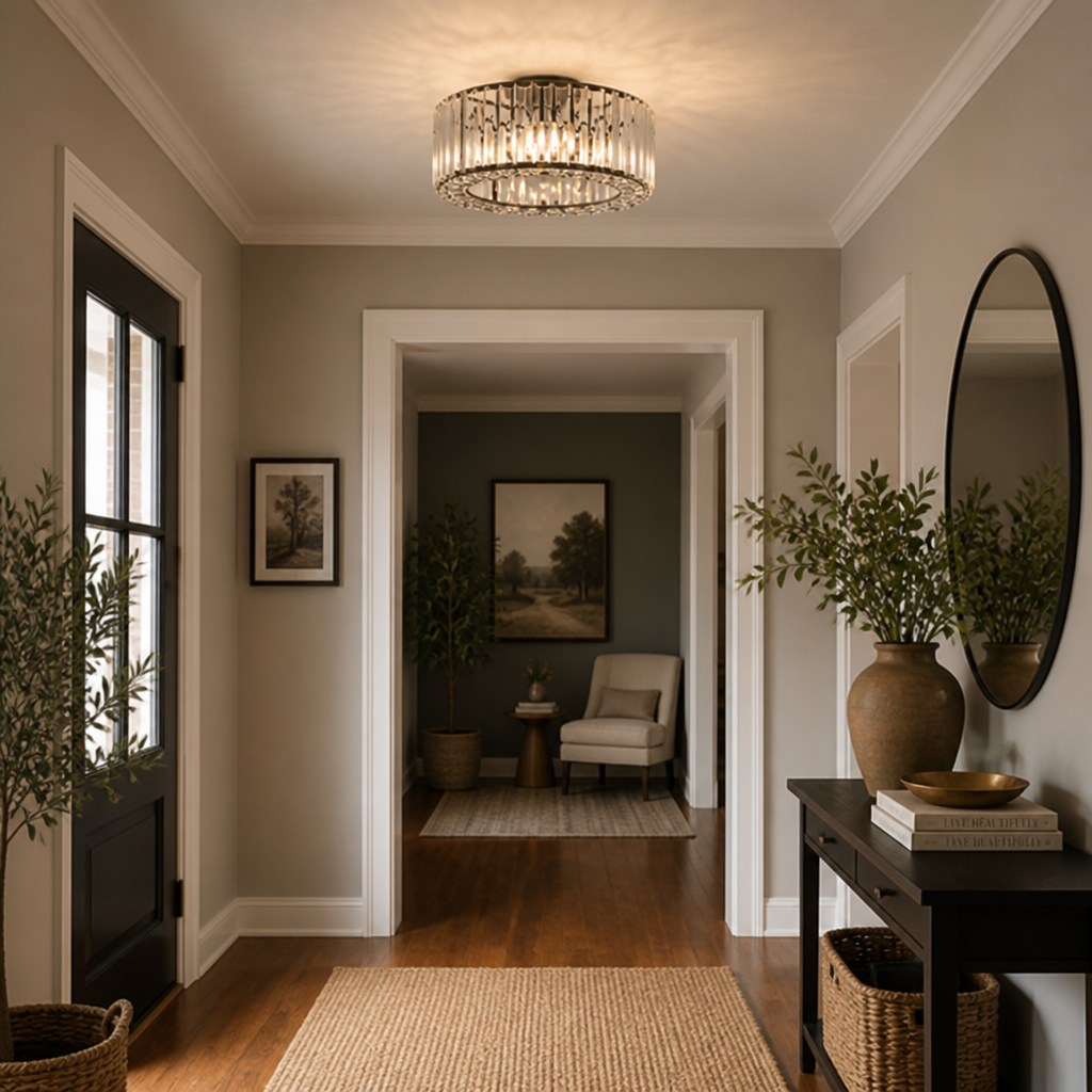 Modern Black Crystal Ceiling Light
