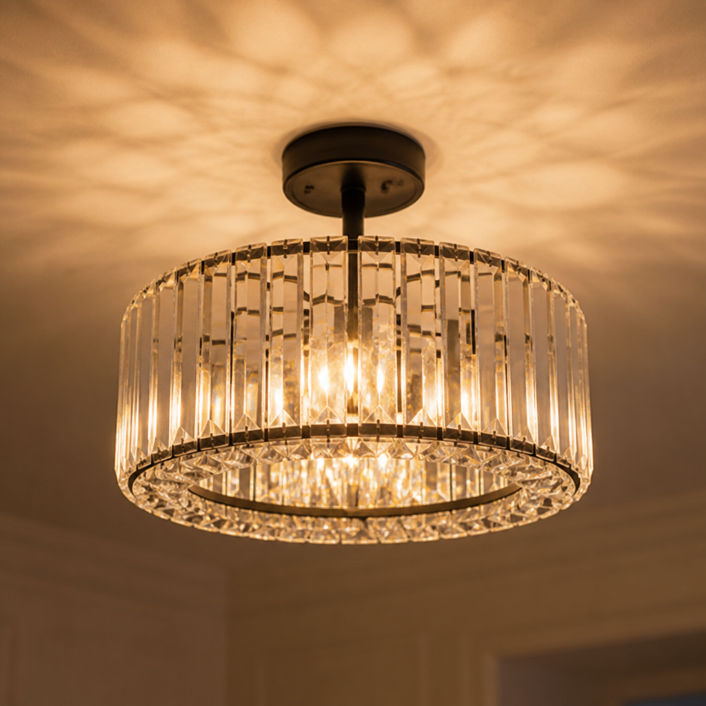 Modern Black Crystal Ceiling Light