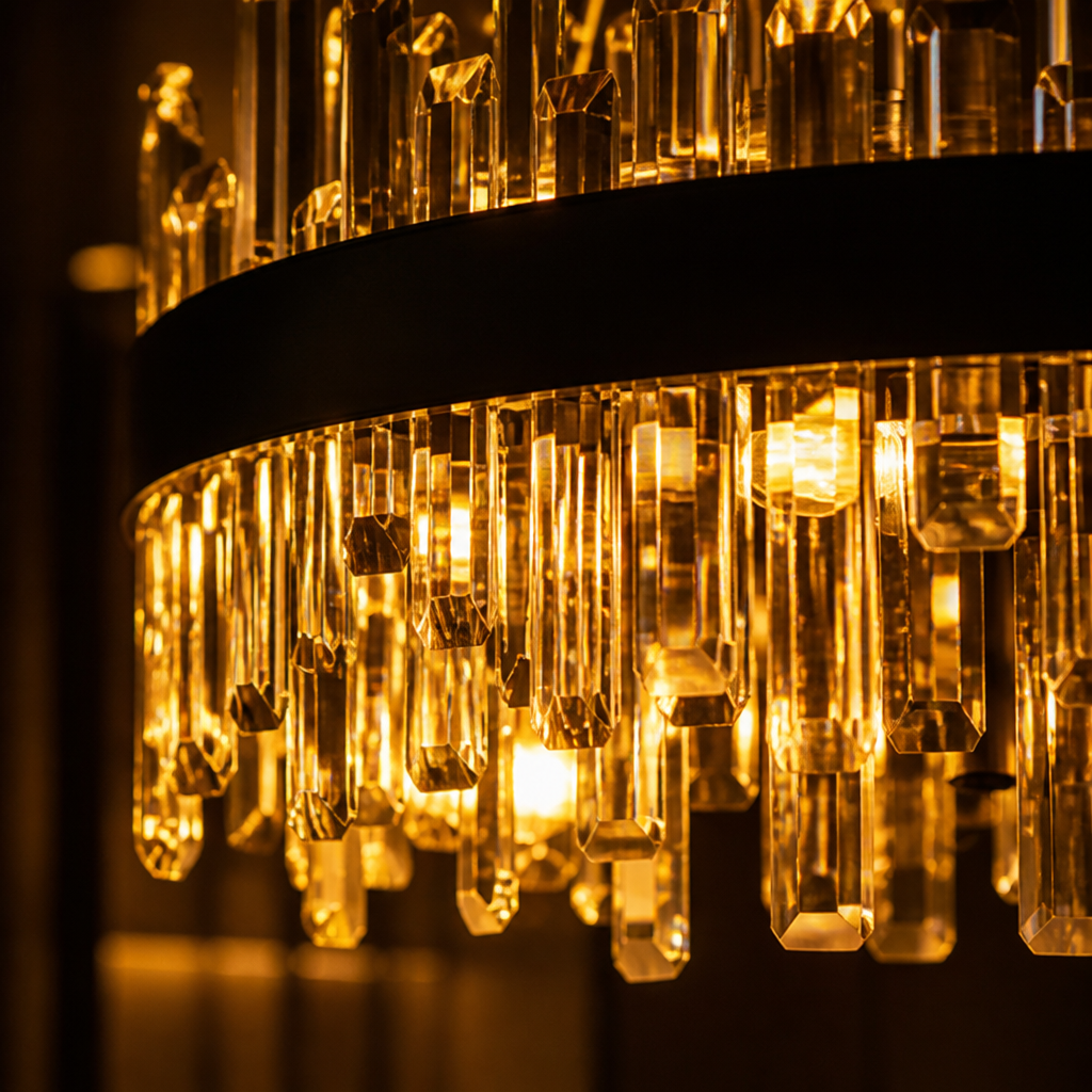 Modern Black Crystal Double-Layer Pendant Light