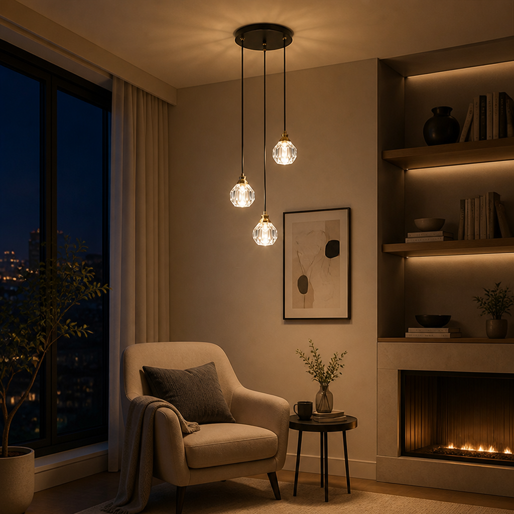 Modern Black Crystal Teardrop Chandelier