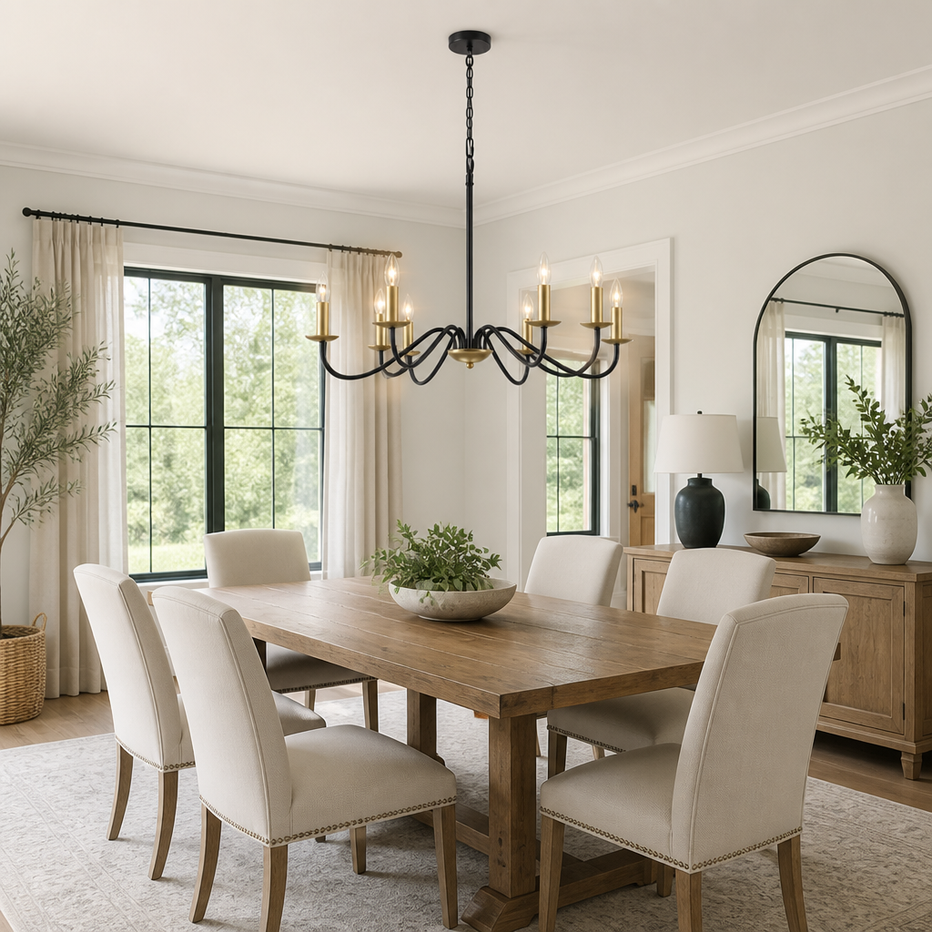 Modern Black & Gold 6-Light Ceiling Light