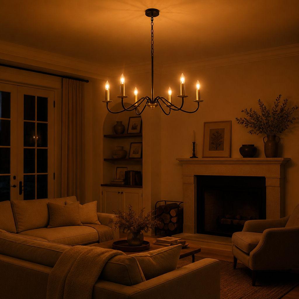 Modern Black & Gold 6-Light Ceiling Light