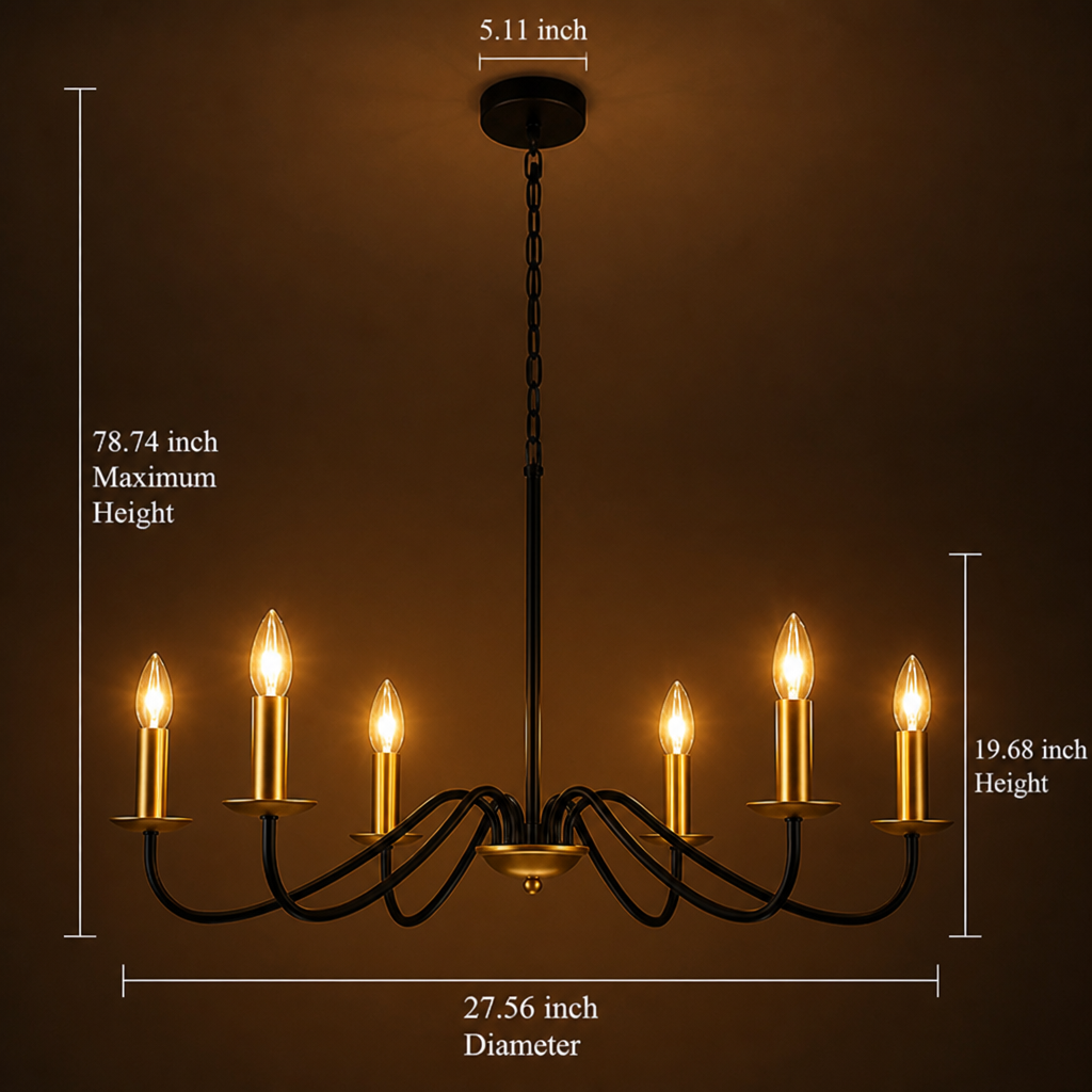 Modern Black & Gold 6-Light Ceiling Light