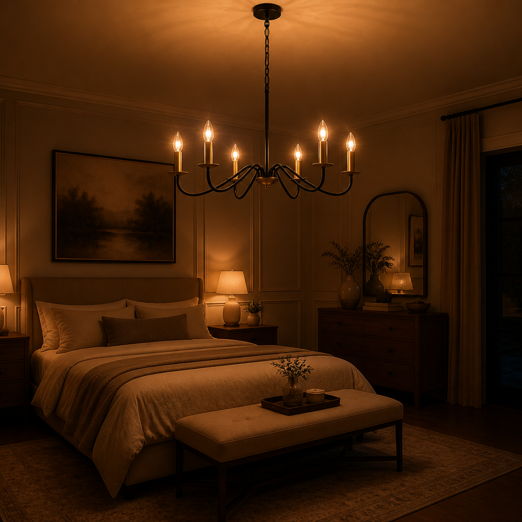 Modern Black & Gold 6-Light Ceiling Light
