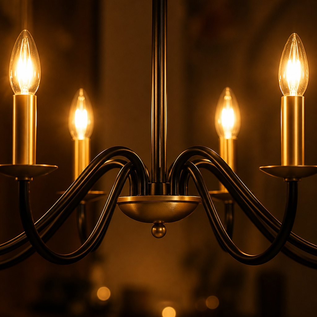 Modern Black & Gold 6-Light Ceiling Light