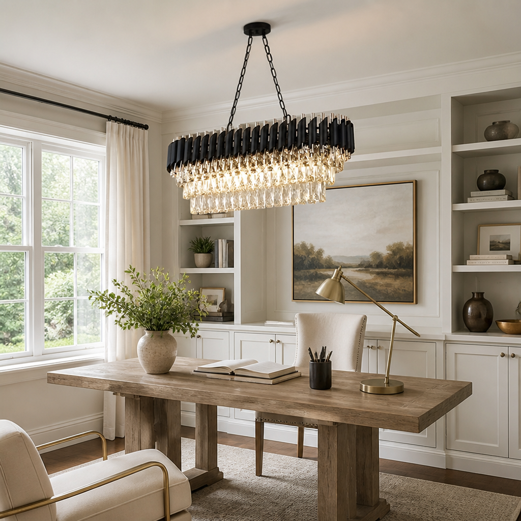 Modern Black & Gold Rectangular Chandelier
