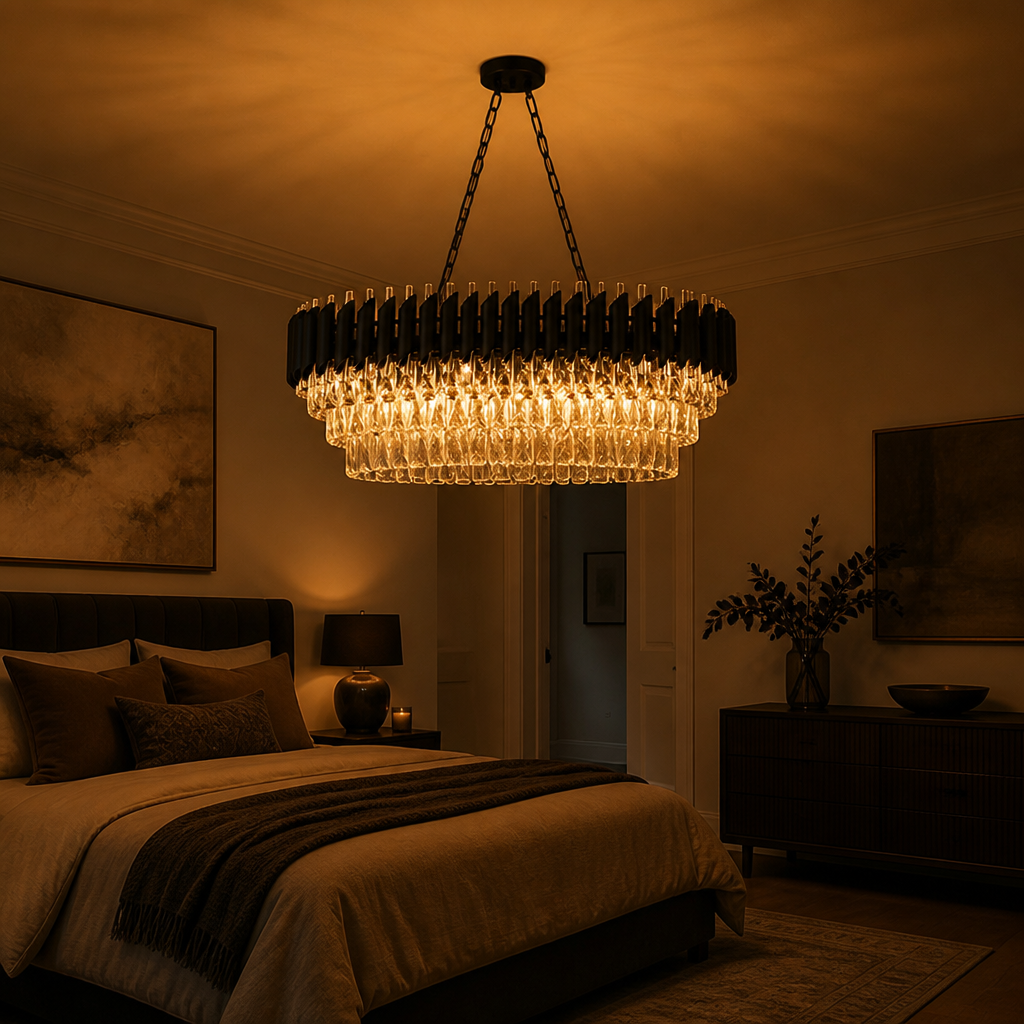 Modern Black & Gold Rectangular Chandelier