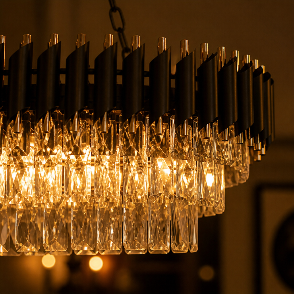 Modern Black & Gold Rectangular Chandelier