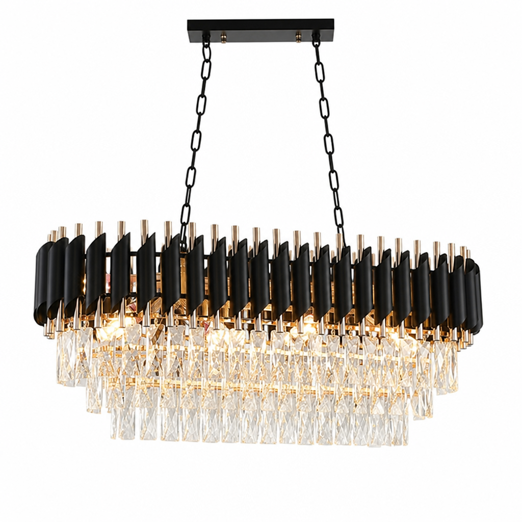 Modern Black & Gold Rectangular Chandelier