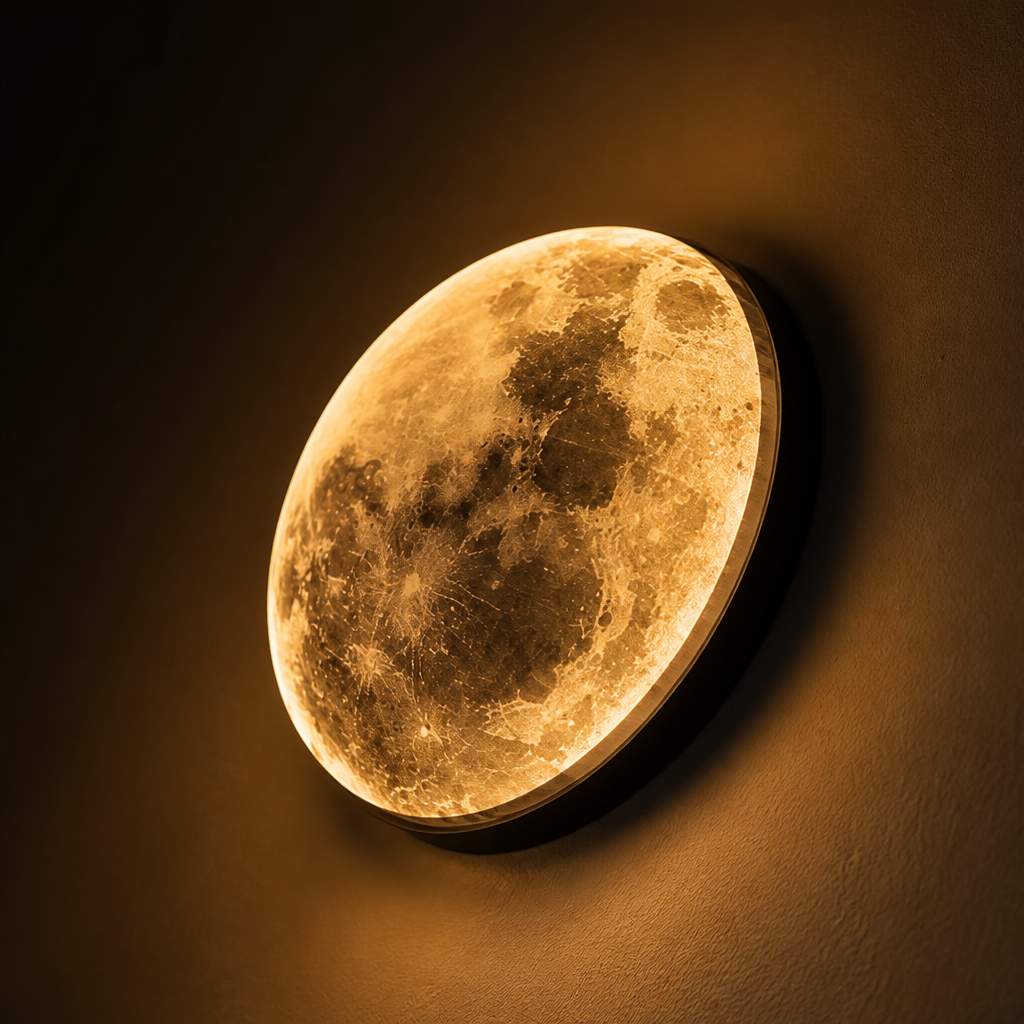 Modern Black Iron LED Moon Wall Sconce