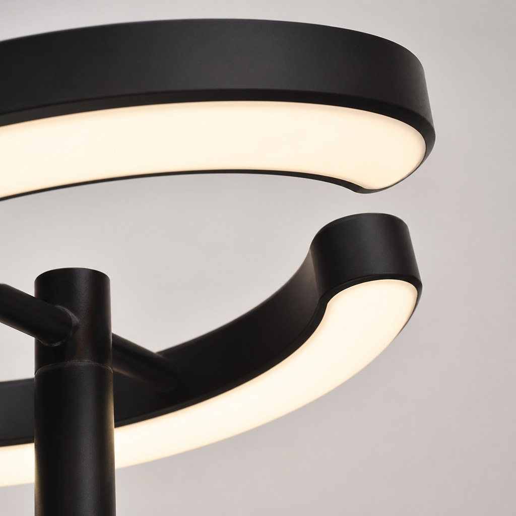 Modern Black LED Dual Ring Floor Lamp