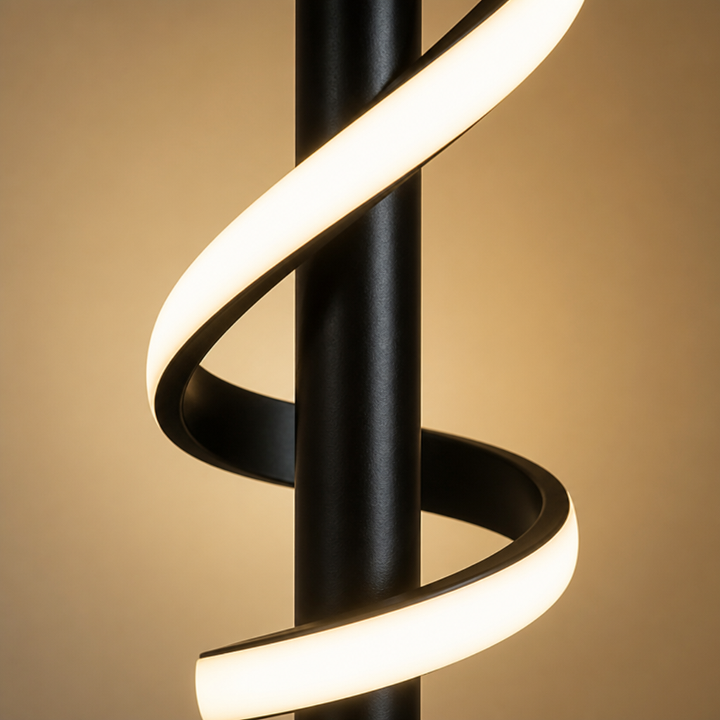 Modern Black LED Spiral Floor Lamp