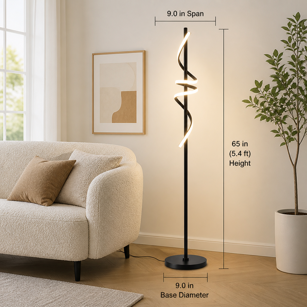 Modern Black LED Spiral Floor Lamp