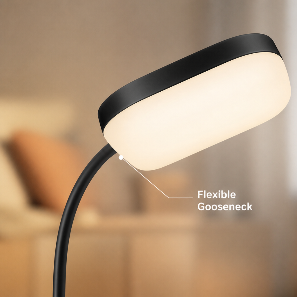 Modern Black Metal LED Gooseneck Floor Lamp