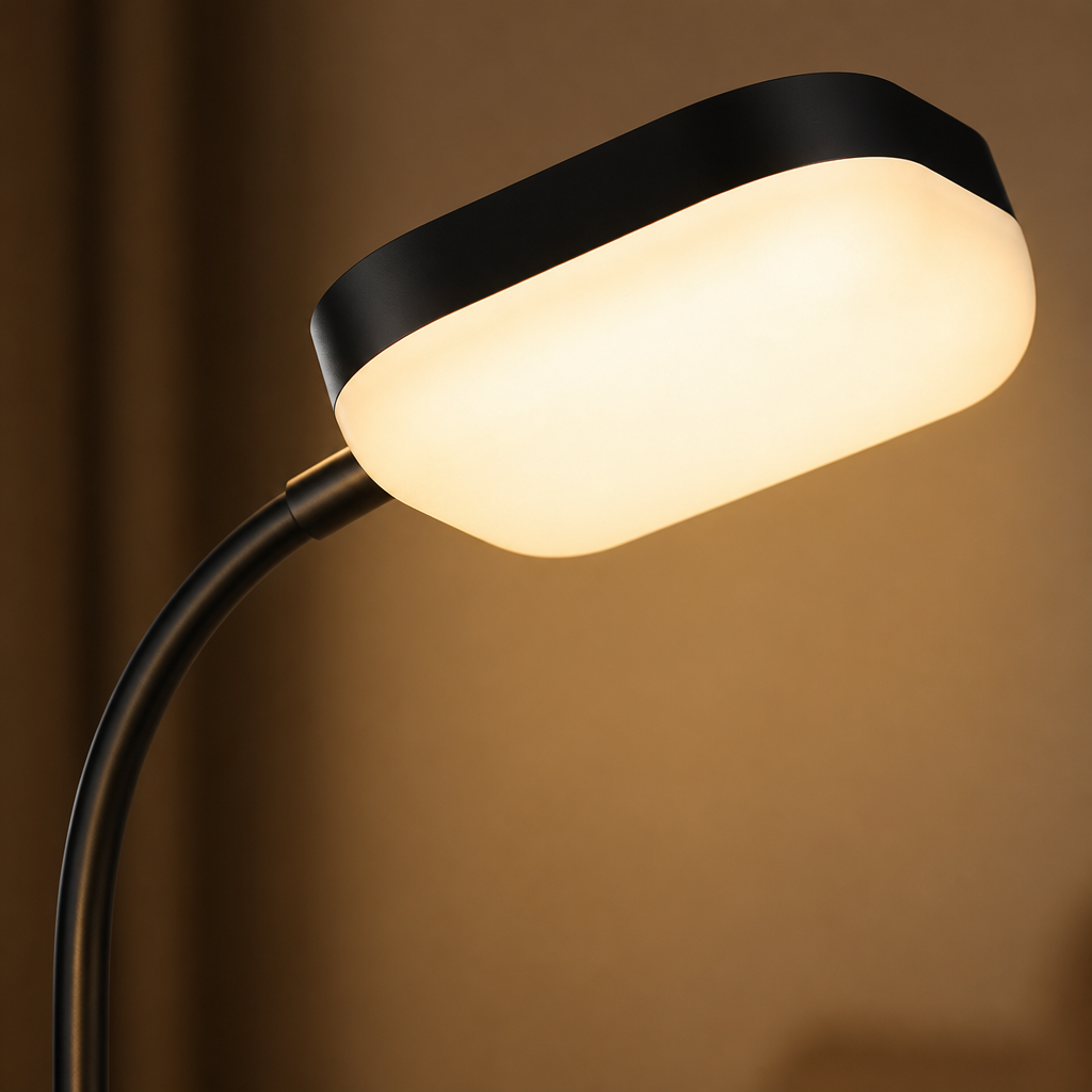 Modern Black Metal LED Gooseneck Floor Lamp